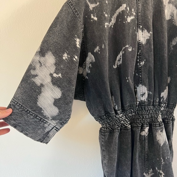NWT Retrofete Carla Hematite Splatter Acid Wash Denim Full Zip Dress Size Large - Picture 6 of 11
